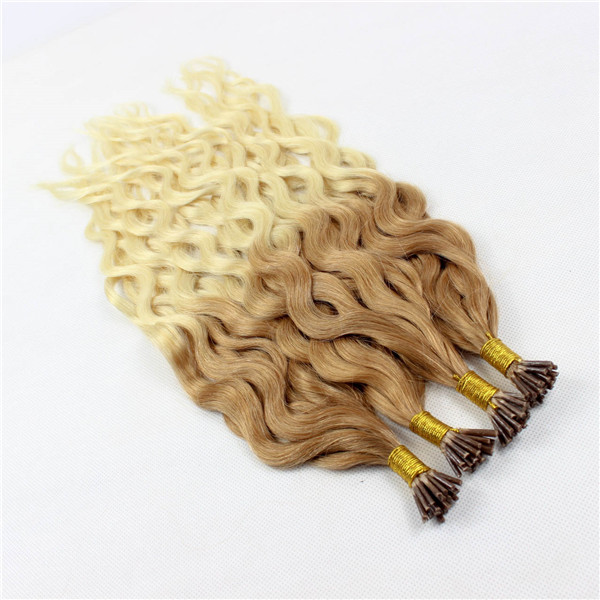 Blonde curly ombre keratin hair extensions ZJ0074